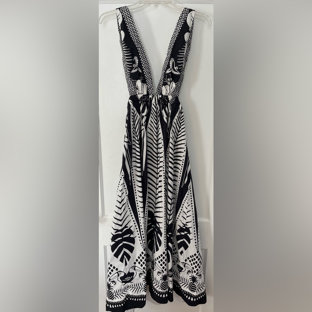 Farm Rio Black Macaw Elegance Maxi Dress